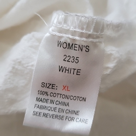 Woolrich Womens White Floral Embroidered Button Down Shirt - Size XL - Picture 8 of 9